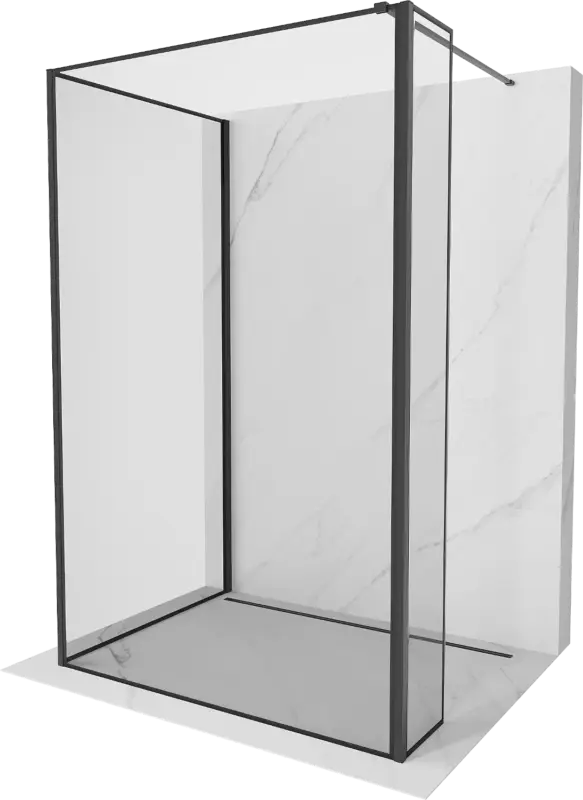 Akciós ár Mexen Kioto zuhanyfal Walk-in 120 x 120 x 40 cm, fekete keret, fekete - 800-120-120-221-70-70-040