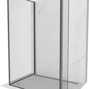 Vedd meg online Mexen Kioto zuhanyfal Walk-in 120 x 100 x 40 cm, fekete keret, gun metal - 800-120-100-221-95-70-040