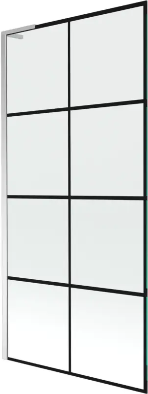 Azonnal elérhető Mexen Next L 1-szárnyú fürdőszobai paraván 90 x 150 cm, fekete rácsos, króm - 895-090-000-03-77-01
