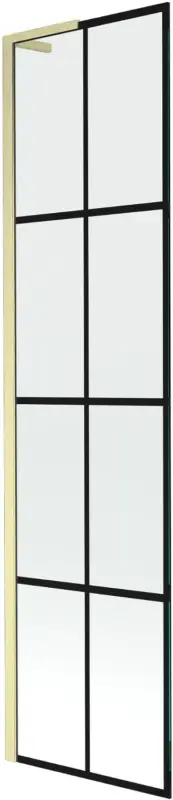 Biztonságos fizetés Mexen Next L kádparaván 1-szárnyú 50 x 150 cm, fekete rács, arany kefe - 895-050-000-03-77-55