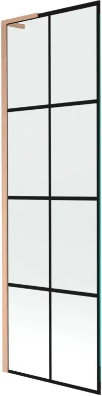 Azonnal elérhető Mexen Next L fürdőkádparaván, 1 szárnyú, 60 x 150 cm, fekete rácsos, csiszolt réz - 895-060-000-03-77-65