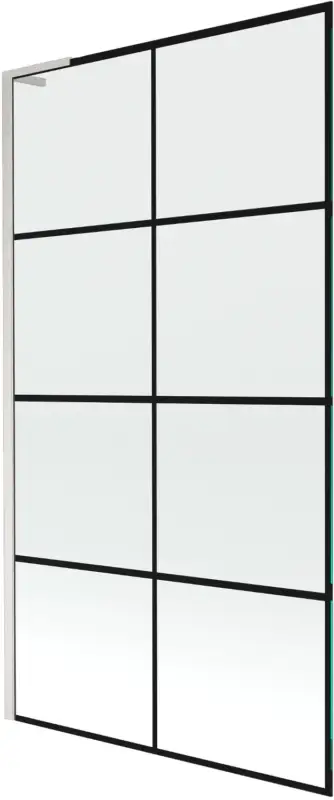 Bestseller Mexen Next L fürdőkádparaván 1-szárnyú 100 x 150 cm, fekete rács, kefélt nikkel - 895-100-000-03-77-97