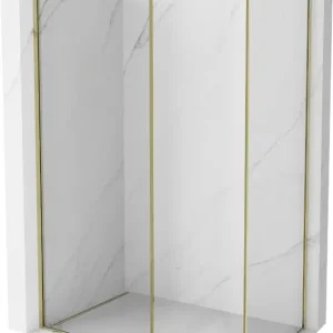Végkiárusítás Mexen Kioto-F Walk-in zuhanyfal kerettel 155 x 70 cm, átlátszó 8 mm, arany - 800-155-202-04-50-070