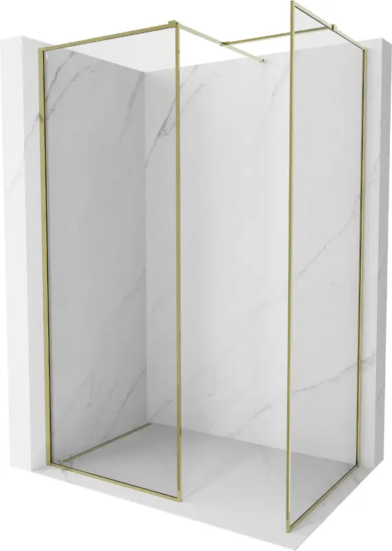 Mexen Kioto-F Walk-in zuhanyfal kerettel 85 x 70 cm, átlátszó 8 mm, arany - 800-085-202-04-50-070 Biztonságos fizetés