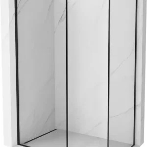 Végkiárusítás Mexen Kioto-F zuhanyfal Walk-in kerettel 125 x 80 cm, átlátszó 8 mm, fekete - 800-125-202-04-70-080