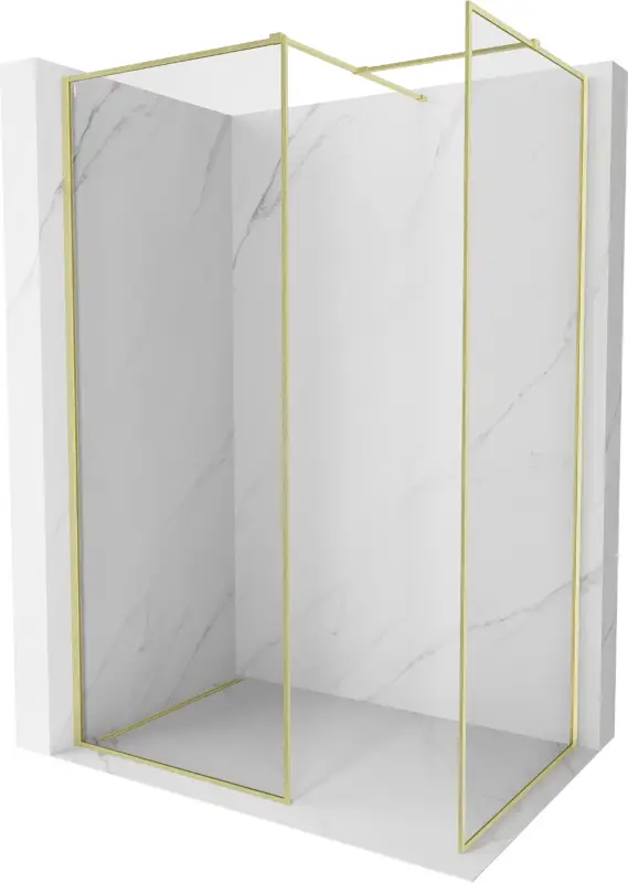 Mexen Kioto-F Walk-in zuhanyfal kerettel, 140 x 105 cm, átlátszó 8 mm, arany szálcsiszolt - 800-140-202-04-55-105 Kedvezményes ár