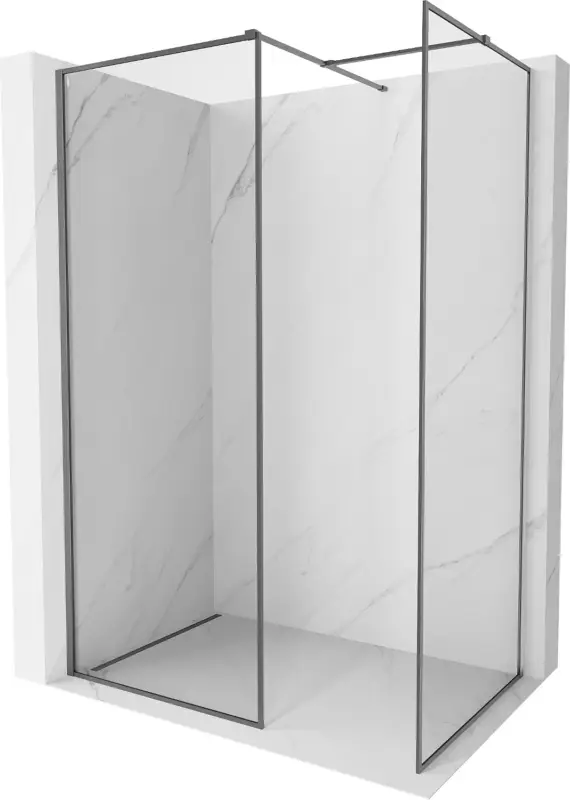 Mexen Kioto-F zuhanyfal Walk-in kerettel 90 x 75 cm, átlátszó 8 mm, gun metal - 800-090-202-04-95-075 Biztonságos fizetés