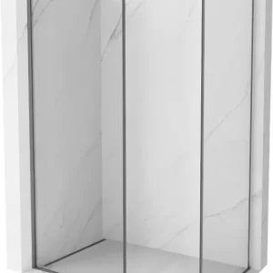 Végkiárusítás Mexen Kioto-F Walk-in zuhanyfal kerettel 140 x 75 cm, átlátszó 8 mm, gun metal - 800-140-202-04-95-075