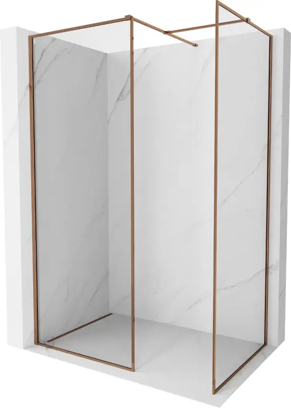 Expressz szállítás Mexen Kioto-F Walk-in zuhanyfal kerettel 135 x 90 cm, átlátszó 8 mm, rózsaarany - 800-135-202-04-60-090