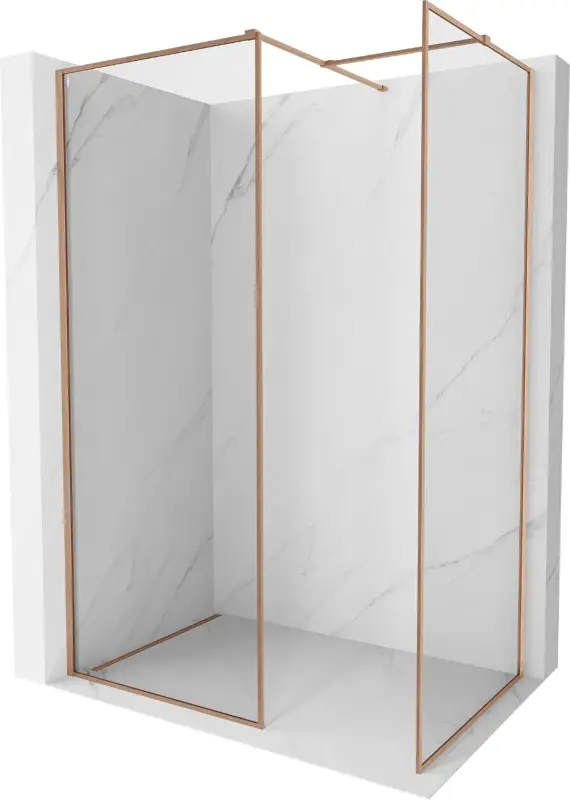 Mexen Kioto-F Walk-in zuhanyfal kerettel 150 x 70 cm, átlátszó 8 mm, kefélt réz - 800-150-202-04-65-070 Végkiárusítás
