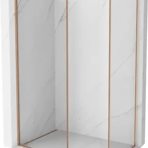 Vedd meg online Mexen Kioto-F Walk-in zuhanyzó fal kerettel 140 x 80 cm, 8 mm átlátszó, csiszolt réz - 800-140-202-04-65-080