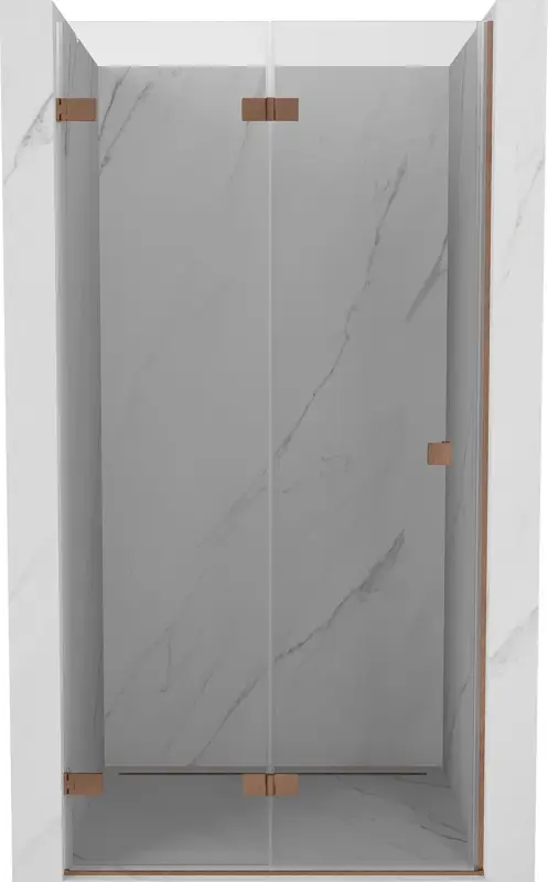 Korlátozott ajánlat Mexen Lunar-F összecsukható balos zuhanyajtó 90 cm, átlátszó, csiszolt réz - 836-090-000-65-00-L
