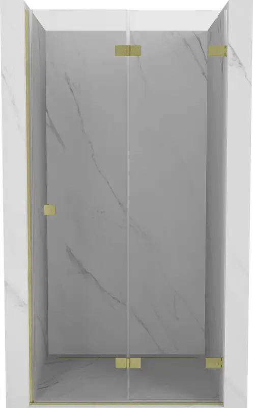 Alacsony ár Mexen Lunar-F összecsukható zuhanyajtó jobbos 95 cm, átlátszó, arany szálcsiszolt - 836-095-000-55-00-P