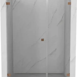 Ajánlat Mexen Lunar-B balos zuhanyajtó balra 110 cm, átlátszó, kefe-szerű réz - 832S-110-050-65-00-L