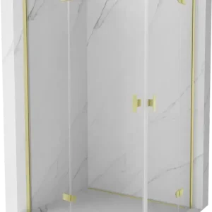 Mexen Mist-H Duo nyíló zuhanykabin balos 100 x 70 cm, áttetsző, arany kefélt - 8A5-100L-070P-55-00 Bestseller