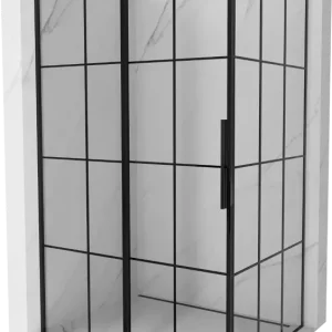 Végkiárusítás Mexen Rox tolóajtós zuhanykabin balos 100 x 80 cm, fekete rács, fekete - 8C2-100-080-70-77-L