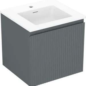 Árengedmény Mexen Rivel fürdőszobai szekrény 50 cm mosdóval Otis, 1 fiók, bordázott, grafit matt/fehér matt - 91A20-05047-1-BF66-W18M01