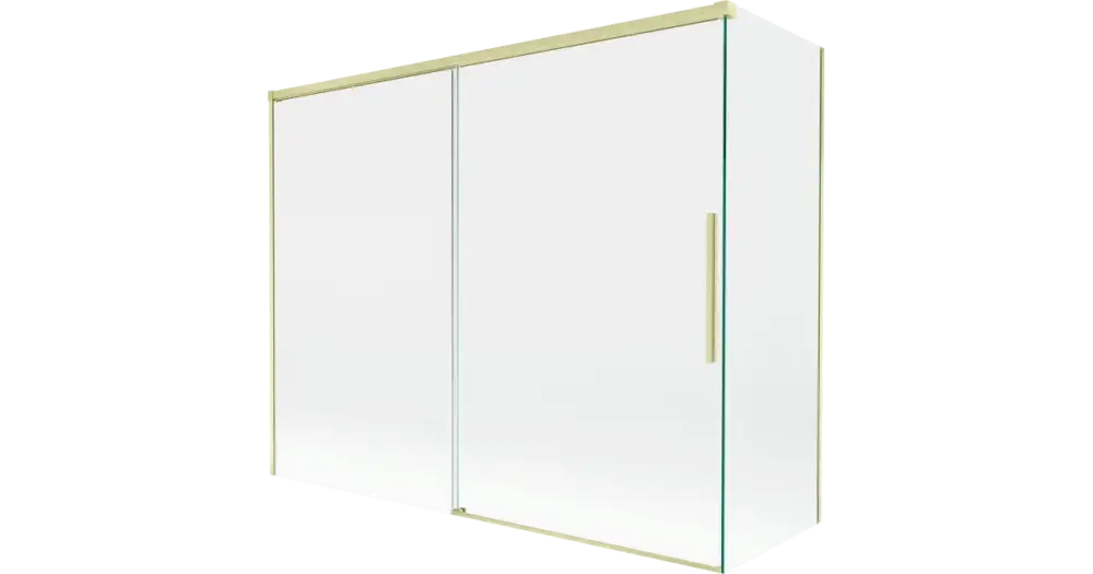 Csak ma Mexen Rox kétrészes, tolóajtós zuhanyfal 190 + 80 x 150 cm, átlátszó, arany kefélt - 8C9-190-080-55-00