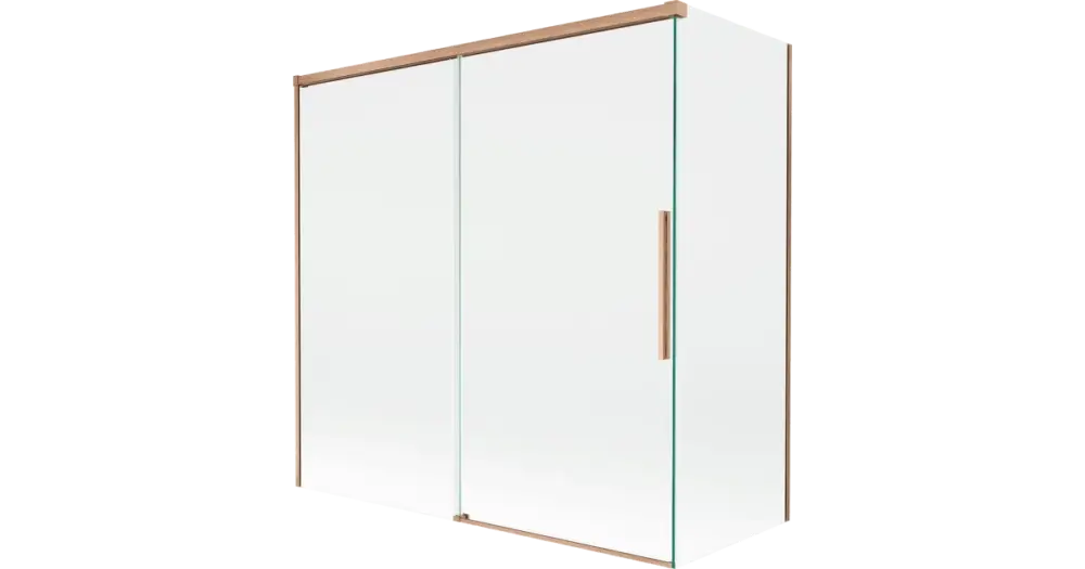 Bestseller Mexen Rox 2 szárnyú toló zuhanyfal 160 + 80 x 150 cm, átlátszó, kefélt réz - 8C9-160-080-65-00