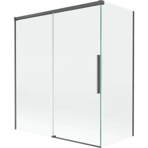 Akció Mexen Rox kétszárnyú tolóajtós kádparaván, 140 + 70 x 150 cm, átlátszó, szálcsiszolt sötétszürke - 8C9-140-070-66-00
