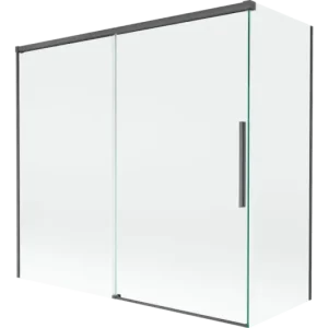 Azonnal elérhető Mexen Rox 2-szárnyú fürdőszobai paraván, eltolható, 170 + 70 x 150 cm, átlátszó, gun szürke kefe - 8C9-170-070-66-00