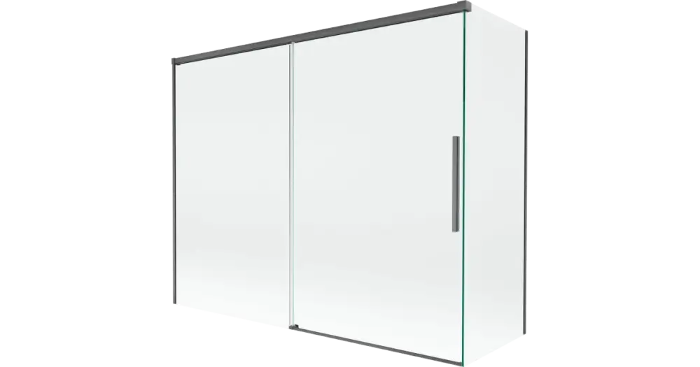 Expressz szállítás Mexen Rox kétszárnyú toló zuhanyfüggöny 190 + 90 x 150 cm, átlátszó, szálcsiszolt pisztolyszürke - 8C9-190-090-66-00