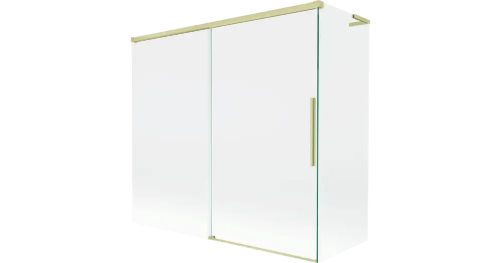 Akció Mexen Rox L 2-szárnyú eltolható fürdőszobai paraván 170 + 75 x 150 cm, átlátszó, arany szálcsiszolt - 8C9L-170-075-55-00