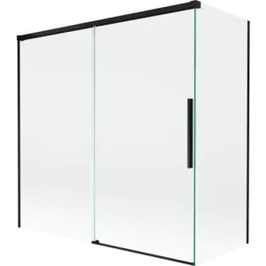 Expressz szállítás Mexen Rox 2-szárnyú toló fürdőszobai paraván 160 + 80 x 150 cm, átlátszó, fekete - 8C9-160-080-70-00
