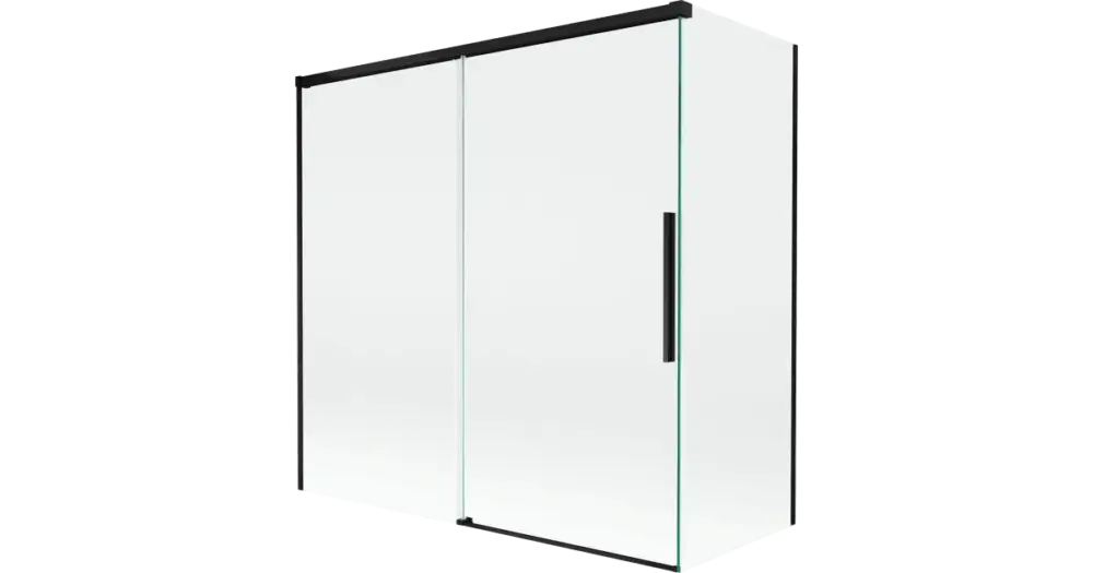 Expressz szállítás Mexen Rox 2-szárnyú toló fürdőszobai paraván 160 + 80 x 150 cm, átlátszó, fekete - 8C9-160-080-70-00
