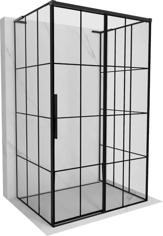 Gyors kiszállítás Mexen Rox-3S L 3 oldali tolóajtós jobbos zuhanykabin, 125 x 75 cm, fekete rács, fekete - 8C2L-125-075-70-77-3S-P