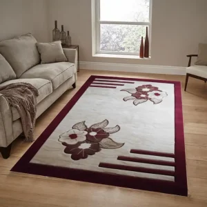 Szuper ajánlat Agatha Bézs Bordó Modern Szőnyeg 80 x 150 cm Virágmintás