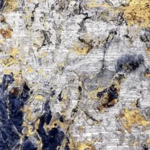 Végkiárusítás Cooper kék arany modern szőnyeg 80 x 150 cm