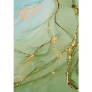 Utolsó esély HB SPC/vinyl vízálló fali panel, Painted Marble Green and Blue (2605 x 1868 mm)