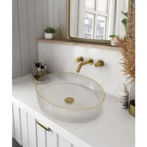 Gyors szállítás Lavabos Cristal Viena üvegmosdó, Gold-Transparente