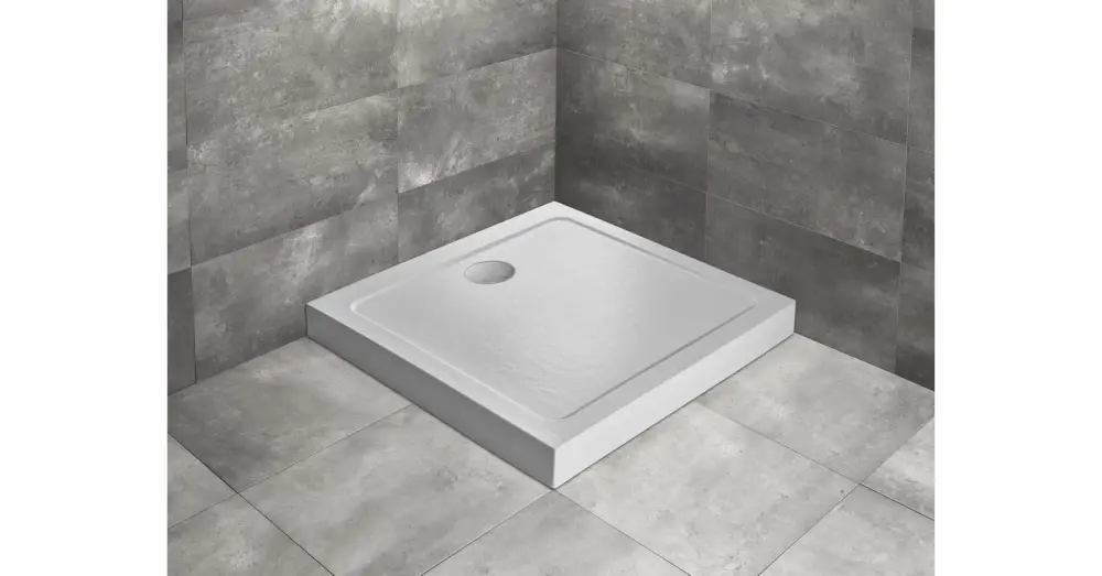 Gyors szállítás RADAWAY Doros Stone C szögletes akril zuhanytálca előlappal és szifonnal 90x90, fehér