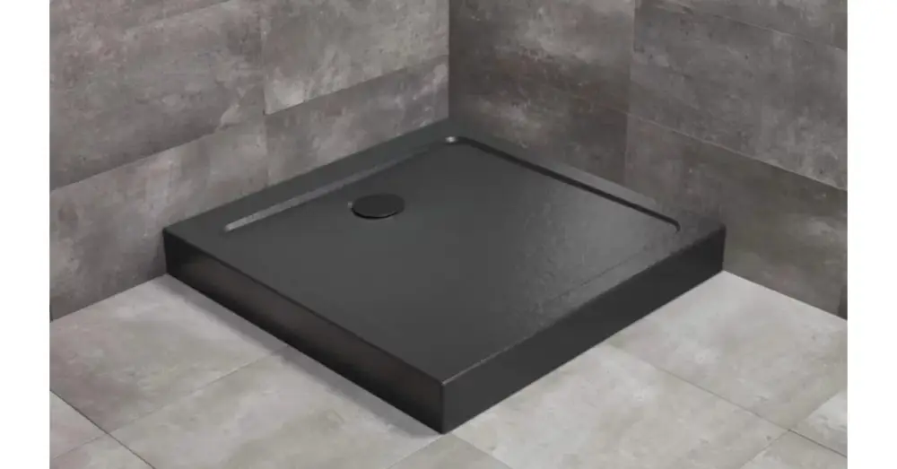 RADAWAY Doros Stone C szögletes akril zuhanytálca előlappal és szifonnal 90x90, fekete Vedd meg most