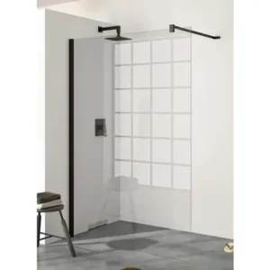 Árcsökkenés LUNART by HÜPPE Zella Walk-In oldalfal keresztmerevítővel 1100x2000mm/6mm, fekete