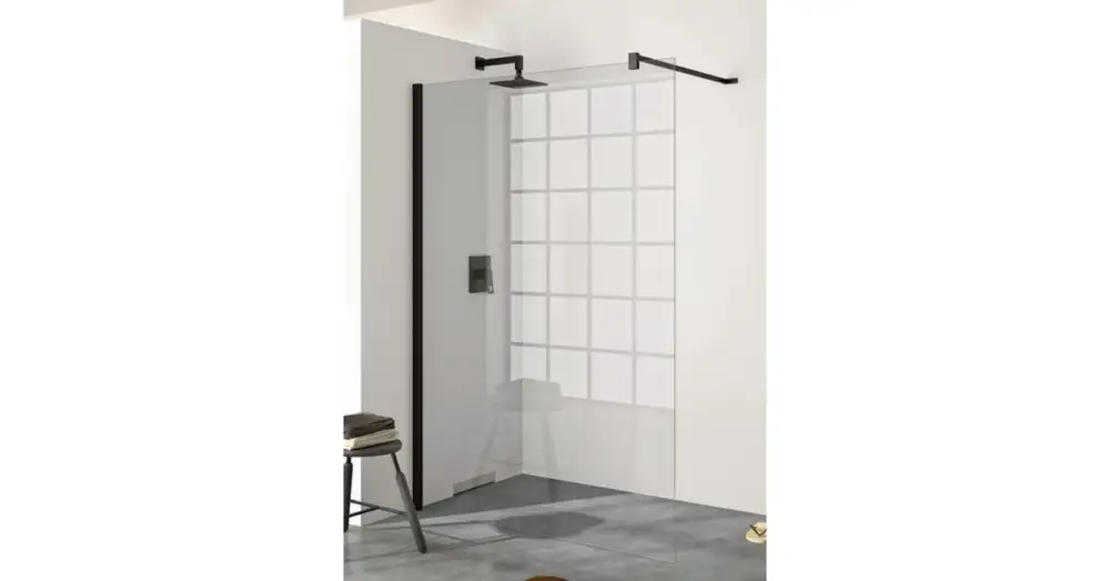 LUNART by HÜPPE Zella Walk-In oldalfal keresztmerevítővel 900x2000mm/6mm, fekete Vedd meg most