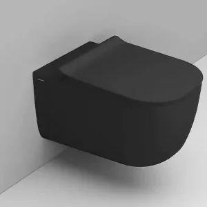 LUNART by DOLOMITE Bruno perem nélküli fali WC ülőkével, Matt Black Azonnal elérhető