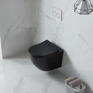 Szezonális akció LUNART Polly kompakt fali WC tornádó öblítéssel, ülőkével, Matt Black