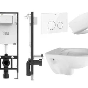 Kedvezmény ROCA ACTIVE ONE RIMLESS WC SZETT AC2 FEHÉR NYOMÓLAPPAL, RIMLESS WC-VEL, ÜLŐKÉVEL